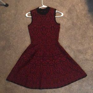 Red & Black Fit and Flare Dress